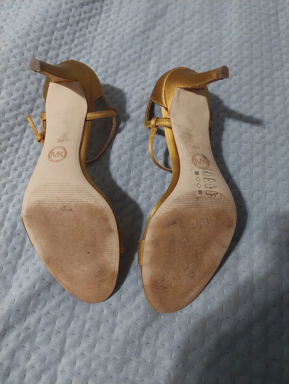 Michael  Kors Gold Satin Ankle-Strap High Heel Sandals - Women